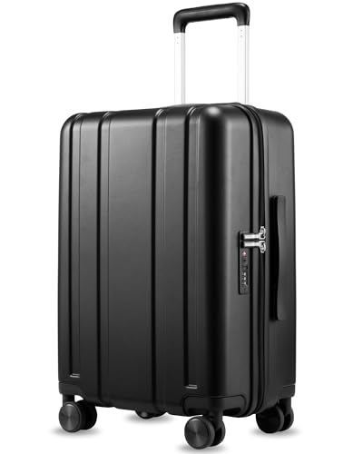 LUGGEX Airline Approved Carry On Suitcase, Black, 20" - color: Black, size: Carry-On 20-Inch