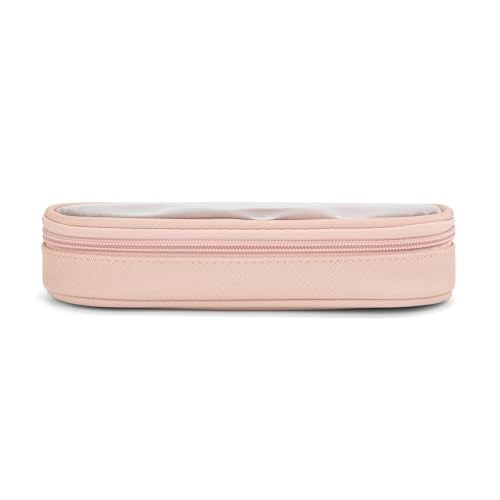 Wrangler Travel Makeup Bag 2pcs Set Cosmetic Bag with Makeup Brush Holder - color: Light Pink