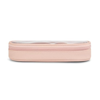 Wrangler Travel Makeup Bag 2pcs Set Cosmetic Bag with Makeup Brush Holder - color: Light Pink