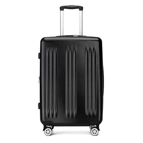 Kono 28 Inch Large Checked Luggage with Spinner Wheels Expandable TSA Lock - color: Black, size: 28"