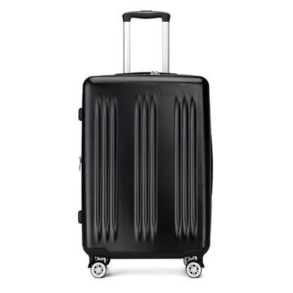 Kono 28 Inch Large Checked Luggage with Spinner Wheels Expandable TSA Lock - color: Black, size: 28"