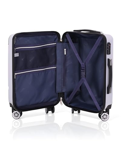 Coolife Luggage, Lightweight and Durable Hardshell, 20 in, white grid new - color: white grid new, size: S(20in)