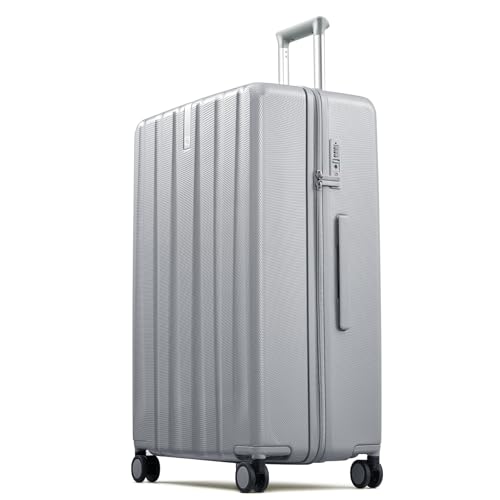 Hanke Upgraded Elite 29 Inch Extra Large Checked Luggage, PC Hard Shell Suitcases with Wheels, TSA Lock, Explosion-Proof Zipper Suitcase for Long Travel Men & Women,Grey - color: Grey, size: 29 Inch