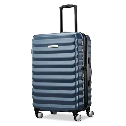 Samsonite Hard-Sided 24-Inch Lightweight Checked Medium Expandable Element Suitcase: Durable, 360° Spinner Wheels, Adjustable Telescopic Handle, TSA-Approved Lock - Captains Blue - color: Captains Blue, size: 24-Inch Checked-Medium