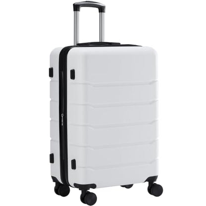 Sweetcrispy 28 Inch Checked Luggage, Suitcase with Spinner Wheels - color: White, size: 28 Inch
