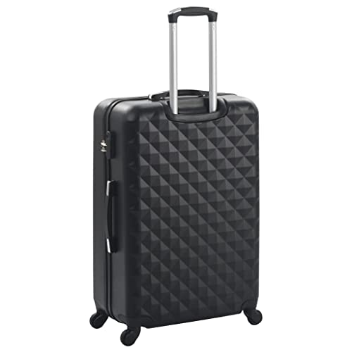 3 Piece Hardcase Trolley Set, Black Hardshell Luggage with 360 Degree Spinner Wheels, Durable ABS Suitcase Set with Security Lock for Business Trips and Family Vacations - color: Black, size: 14.2" x 8.7" x 21.7"