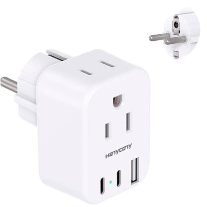 Type E F Plug Adapter, US to Europe EU Germany France Travel Power Adaptor - style: Type E/F - Germany France