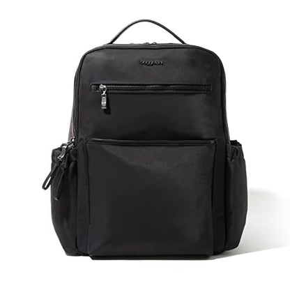 Baggallini Tribeca 확장 가능한 여행용 노트북 백팩, 방수 나일론 작업 가방, 정리함, 패딩 슬리브 및 RFID 기술 포함, 블랙 트윌, 원사이즈 - color: 블랙 트윌