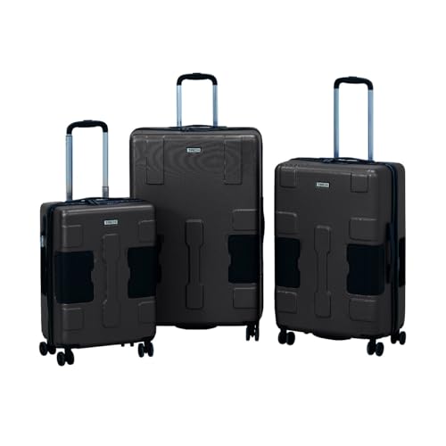 TACH Patented Connecting Hard Shell 3 Piece Luggage Set - 20, 24 & 28 inch Luggage | Carry-On, Medium & Large Rolling Suitcases - Black - color: Black, size: 3-Piece Set