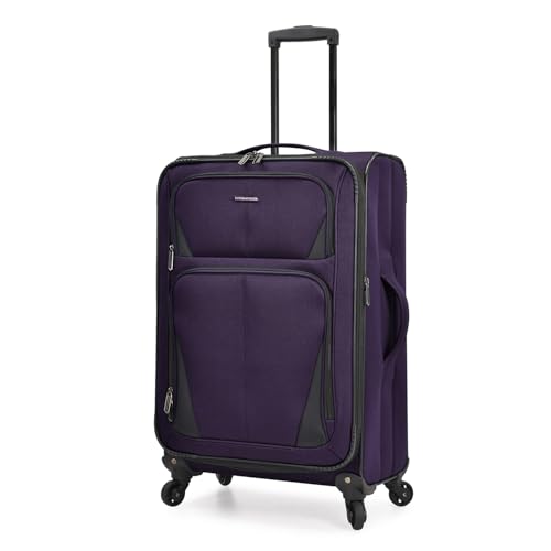 U.S. Traveler Aviron Bay Expandable Softside Luggage with Spinner Wheels, Purple, 3-Piece Set - color: Purple, size: 3-Piece Set