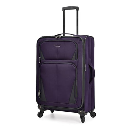 U.S. Traveler Aviron Bay Expandable Softside Luggage with Spinner Wheels, Purple, 3-Piece Set - color: Purple, size: 3-Piece Set