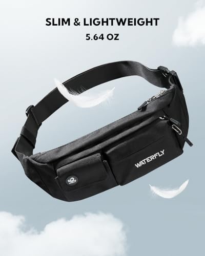 WATERFLY Small Crossbody Fanny Pack, Slim Waist Bag Chest Pouch Black - color: Black