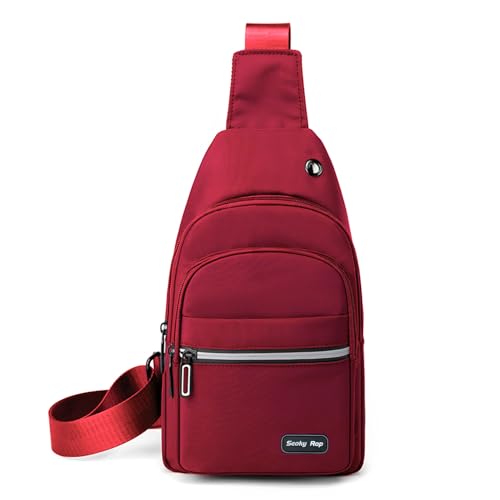 Seoky Rop Sling Bag Crossbody Backpack for Men Women Small Chest Shoulder Bag for Travel Hiking Daypack Red - color: Red