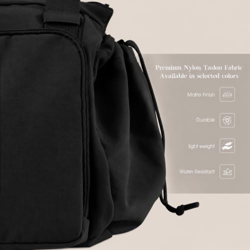 Everyday Bag Tote for Women, Spacious Diaper Bag with 16 Pockets, Durable Travel Bag, Sleek Work Shoulder Bag - color: Nylon Matte Black
