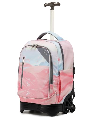 NEW TILAMI 18-Inch Rolling Backpack 6-Wheel for Kids School Travel - color: Pink Sunset