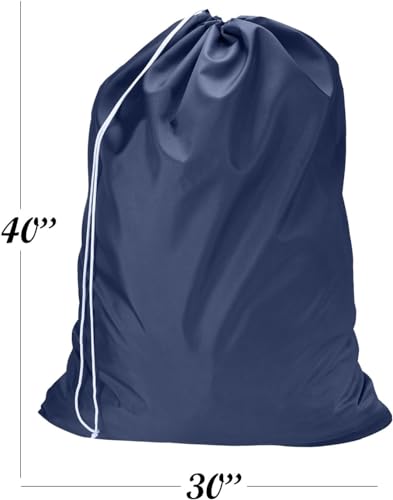 Personalized Nylon Laundry Bag - Locking Drawstring Closure and Machine Washable Navy - color: Navy