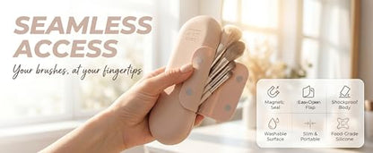 Soft Silicone Travel Makeup Brush Holder(Khaki) - color: Khaki