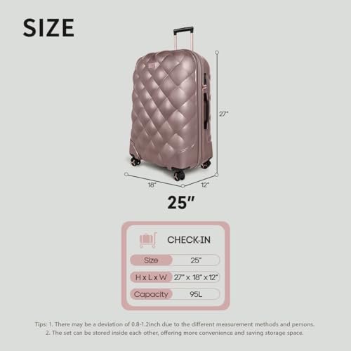 25'' Luggage,Expandable,PC Hardshell Suitcases w/Wheels - color: ROSEGOLD, size: 25 inch Single Piece