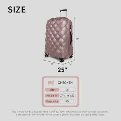 25'' Luggage,Expandable,PC Hardshell Suitcases w/Wheels - color: ROSEGOLD, size: 25 inch Single Piece