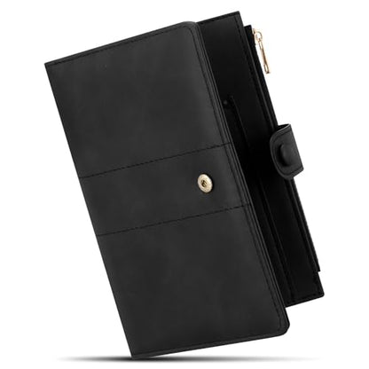 Leather Passport Holder with RFID Blocking,Slim Travel Passport Wallet Case - color: Black