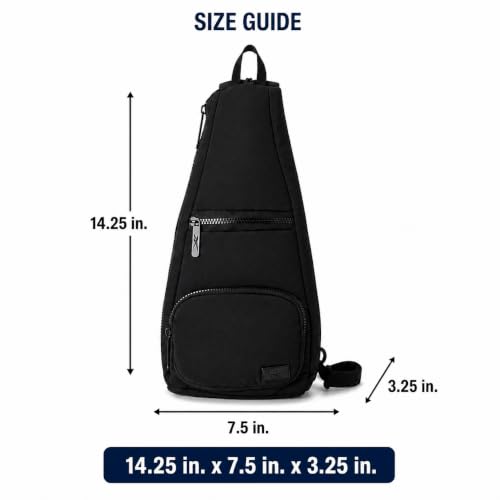 Reebok Crossbody Bags - Compact Multi-purpose Sling Bags for Women & Men - color: Maeve Black