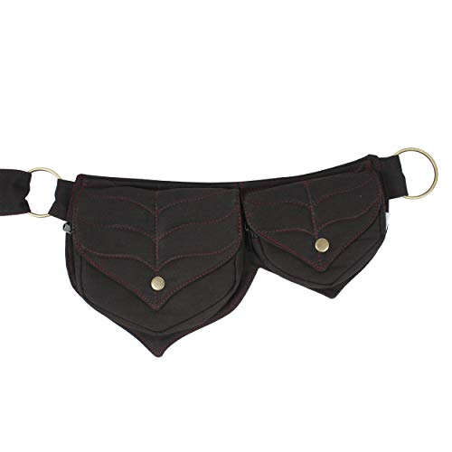 Cotton two Leaf Pocket Waist Belt-Black - color: Black