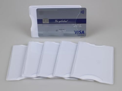 5 Pack RFID Blocking Sleeve Durable Transparent Plastic Credit Card Sleeves Protector Identity Theft Protection Secure Clear Card Holders (White) - color: White-5 Pcs