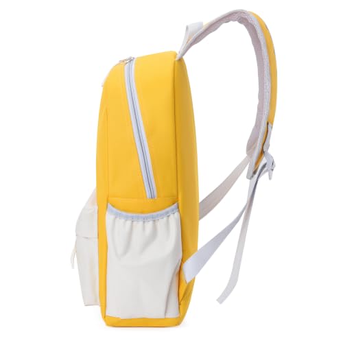 AOTIAN Medium Backpack, Men Women Casual Daypack for College Travel Work - color: Yellow White - 16 Inch
