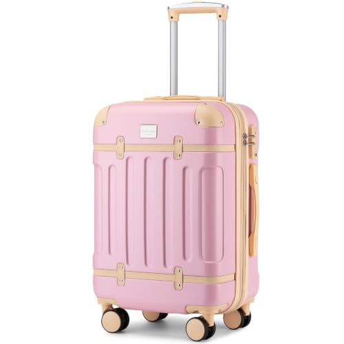 LARVENDER Expandable Carry on Luggage 22x14x9 Airline Approved, Light Pink - color: Pink Blush, size: 20 Inch( Carry-on)