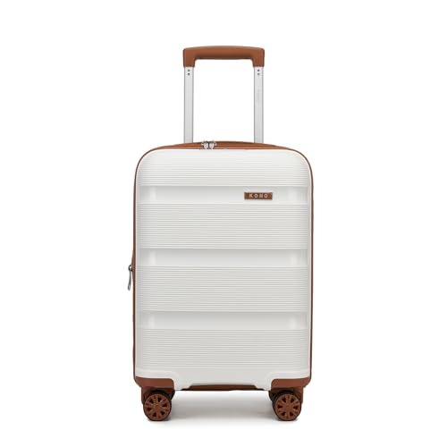 Kono 20 Inch Expandable Carry on Luggage, Airline Approved Suitcase, White - color: Cream White, size: Carry-on 20-inch expandable