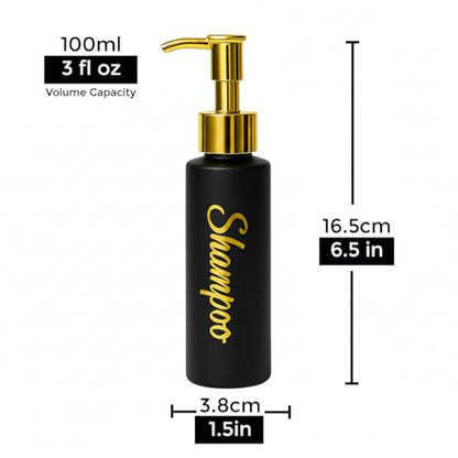Shampoo and Conditioner Dispenser - Essentials Toiletry Bottles - Shower Refillable Shampoo and Body Wash Soap Pump Bottle – 3x 3oz TSA-approved Travel Size Containers - Black All Gold 2 Round - color: Black All Gold 2 Round, size: Small