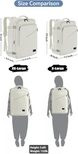 MATEIN Beige Travel Backpack Women, Carry on Bag with Hidden Shoulder Strap - color: Light Beige, size: X-Large