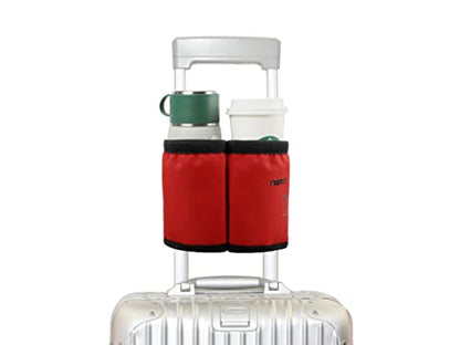 riemot Luggage Travel Cup Holder Free Hand Water Bottle Carrier Red - color: No Hook & Loop: Red