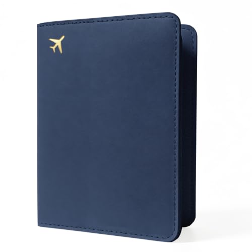 Passport Holder for Travel - RFID Blocking for Women & Men - color: Navy Blue