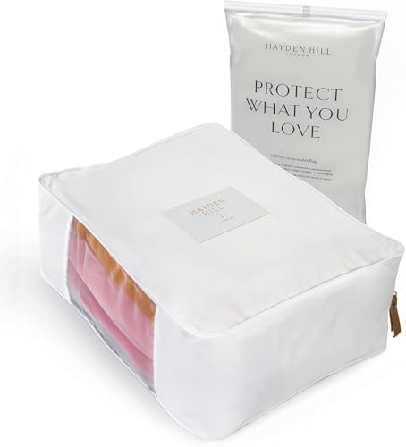 Hayden Hill Luxury Organic Cotton Sweater Storage Bag For Cashmere 15 Inch - color: White