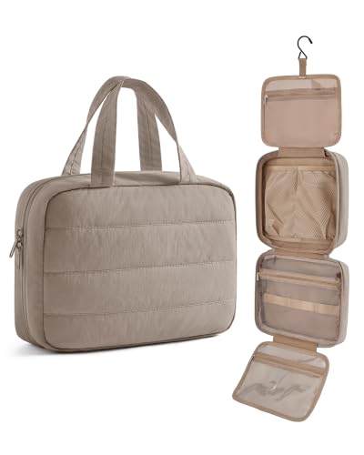 LIGHT FLIGHT Travel Toiletry Bag - Hanging Makeup Organizer for Women & Men - color: Brown