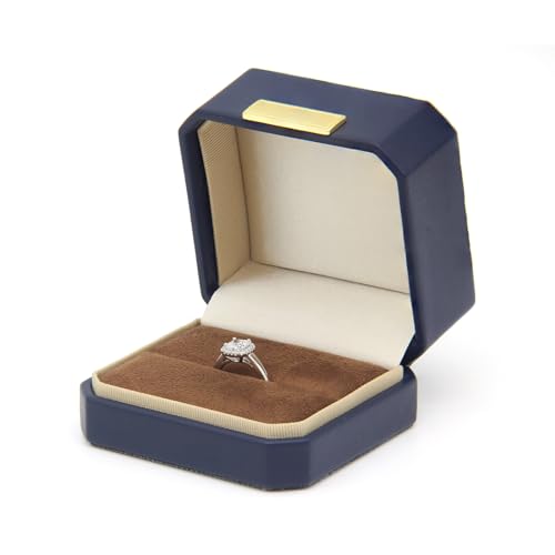 Exquisite Wedding Ring Box Small PU Jewelry Organizer - color: Ring Box- PU-Dark Blue