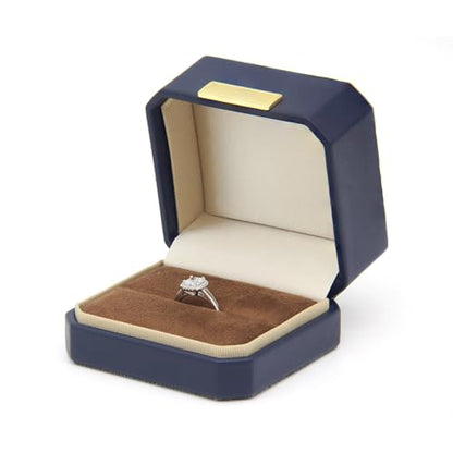 Exquisite Wedding Ring Box Small PU Jewelry Organizer - color: Ring Box- PU-Dark Blue