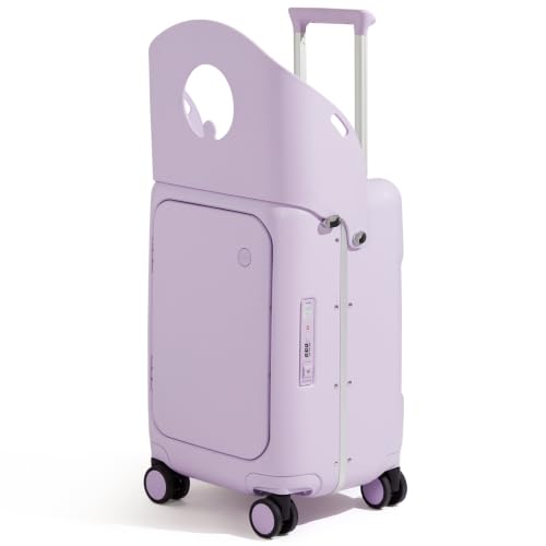 mixi 20 Inch Ride On Suitcase for Kids Luggage with Seat, Lilac Purple - color: Lilac Purple