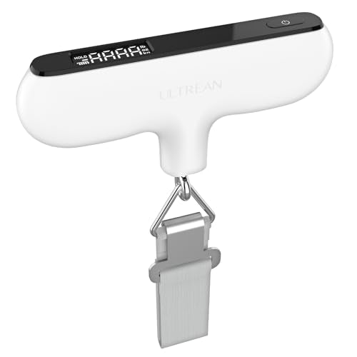 Ultrean Luggage Scale with Power Display, 110lb Digital Suitcase Weight Scale for Travel, Portable Handheld Baggage Scale with Ergonomic Curved Handle, Battery Included