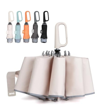 QWB Inverted Umbrella with Auto Open Close Windproof Compact Travel - color: A-1 beige, size: 46 IN