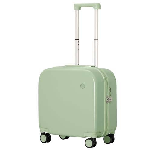 mixi Carry on Luggage, Suitcase with Spinner Wheels 16in Luggage Hardshell Lightweight Rolling Suitcases PC with Cover & TSA Lock, Avocado Green - color: Avocado Green, size: 16 Inch