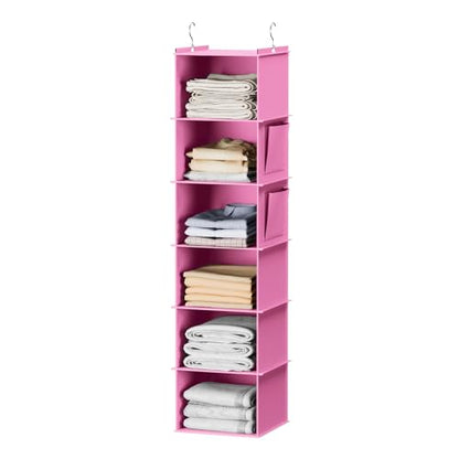 YOUDENOVA Hanging Closet Organizer and Storage, 6-Shelf, Light Pink - color: Light Pink