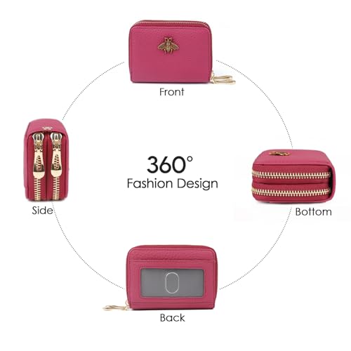 imeetu RFID Credit Card Holder, Small Card Wallet Women, Leather Card Case - color: Max - Fuchsia, size: Max