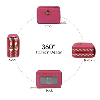 imeetu RFID Credit Card Holder, Small Card Wallet Women, Leather Card Case - color: Max - Fuchsia, size: Max