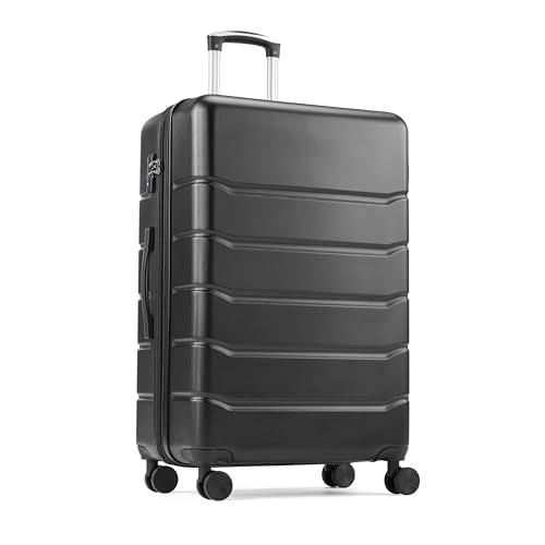 Simple Deluxe 24 Inch Hardside Carry On Luggage, Suitcase with Double Spinner Wheels & TSA Lock, Hard Shell Suitcase, Expandable Rolling Lightweight Luggage, Black - color: Black, size: 24 inch