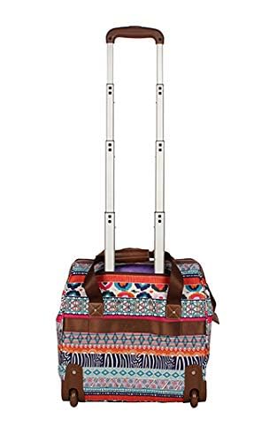 Lily Bloom Designer Under the Seat Tote Cabin Luggage Collection - 15 Inch Patterned Carry on Bag For Women - Lightweight Suitcase with 2 Rolling Spinner Wheels (Tribal Stripe) - color: Tribal Stripe