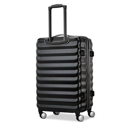 Samsonite Hard-Sided 24-Inch Lightweight Checked Medium Expandable Element Suitcase: Durable, 360° Spinner Wheels, Adjustable Telescopic Handle, TSA-Approved Lock - Alpine Black - color: Alpine Black, size: 24-Inch Checked-Medium