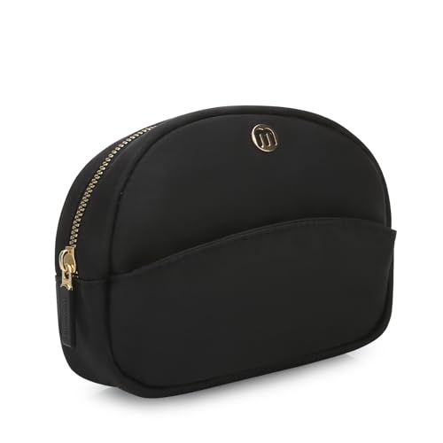 Small Travel Makeup Bag, Nylon Cosmetic Toiletry Organizer Pouch (black) - color: black