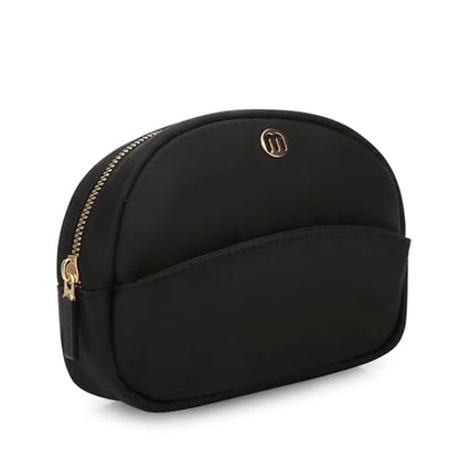 Small Travel Makeup Bag, Nylon Cosmetic Toiletry Organizer Pouch (black) - color: black